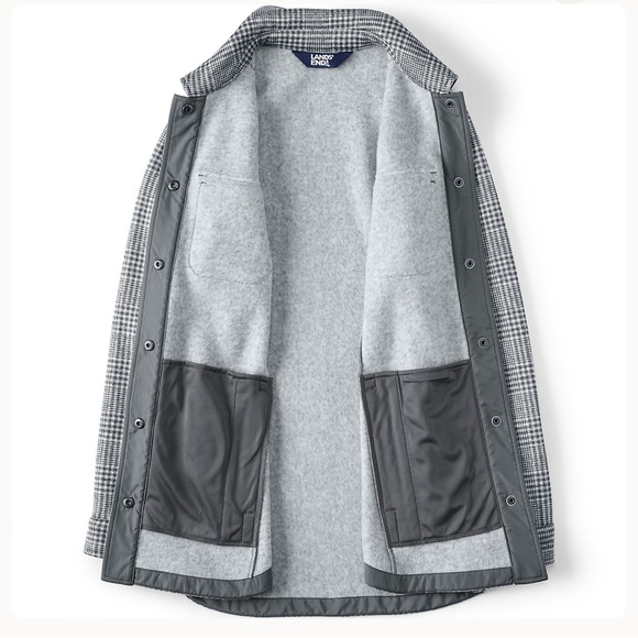 NWOT Lands’ End Glen Plaid Sweater Fleece Shirt Jacket - Picture 6 of 12